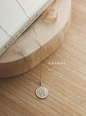 Groxbox10K金金币锁骨链项链