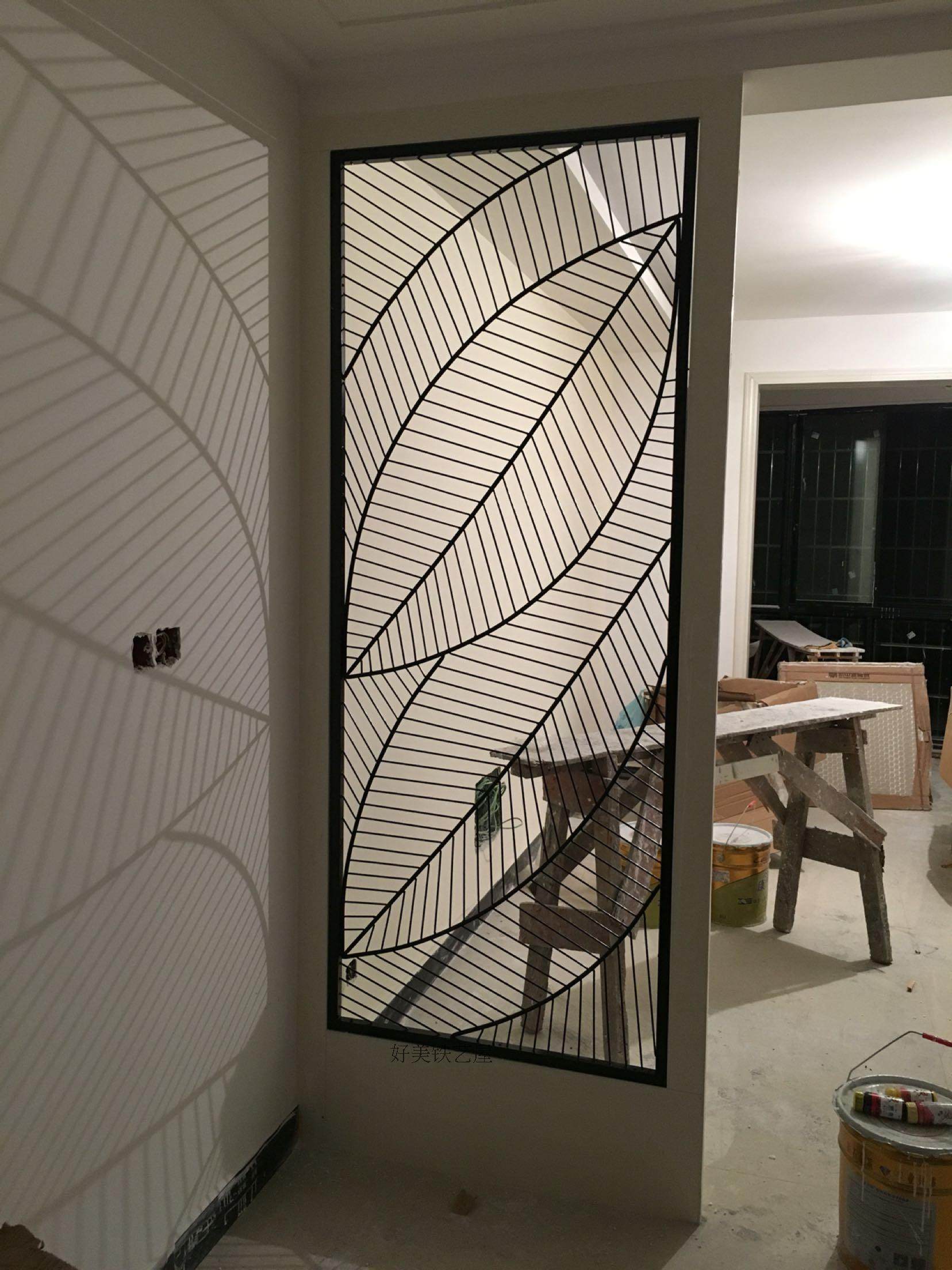 专业定制时尚美式铁艺隔断造型餐厅客厅窗花入户屏风镂空玄关