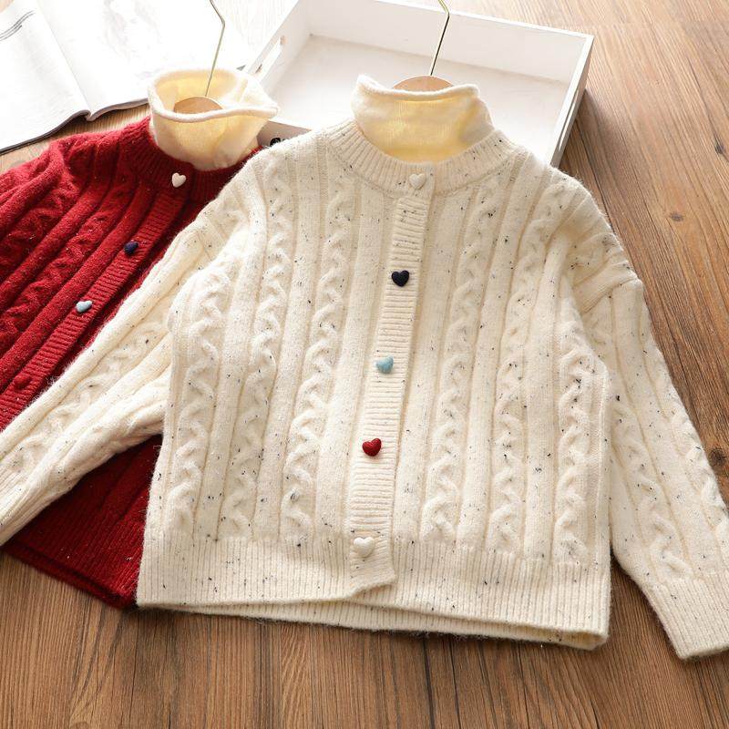 新年款女童假两件针织衫套头毛衣中大儿童彩扣复古麻花打底上衣冬,淘宝优惠券,粉丝福利购,淘宝优惠卷