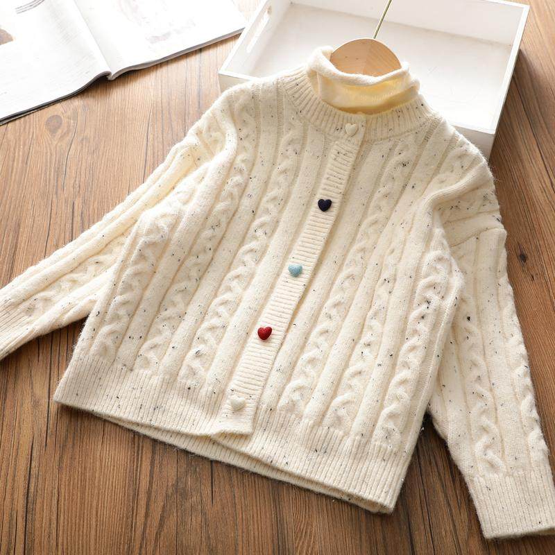 新年款女童假两件针织衫套头毛衣中大儿童彩扣复古麻花打底上衣冬,淘宝优惠券,粉丝福利购,淘宝优惠卷