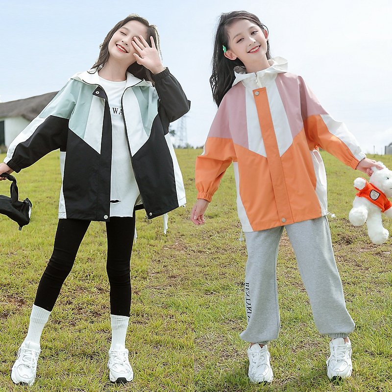 女童外套洋气时髦春装2023新款韩版儿童大童冲锋衣春秋季女孩衣服