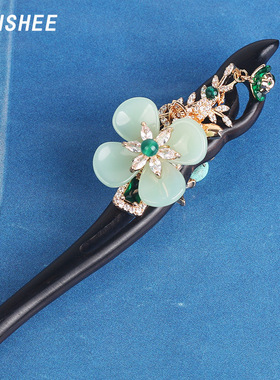 CINSHEE发簪绿色花朵手工制作原