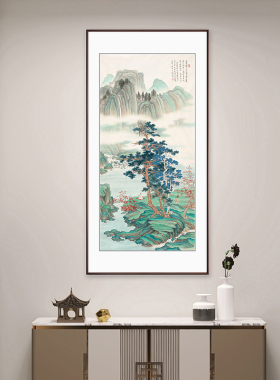 玄关装饰画竖版山水画