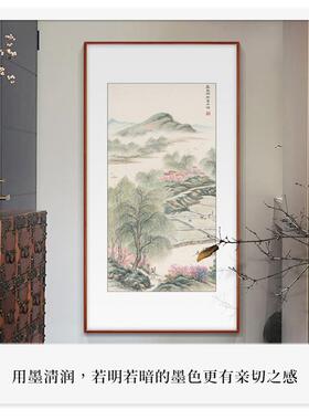 春风杨柳 中式玄关装饰画走廊过道竖版挂画客厅国画山水画背景墙