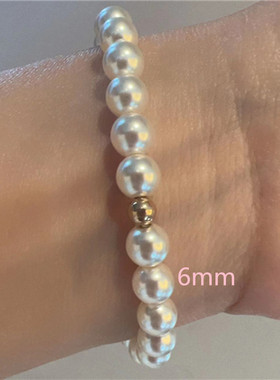 施家珍珠美产包金珠手链弹力绳手串经典洗澡可佩戴女朋友闺蜜礼物