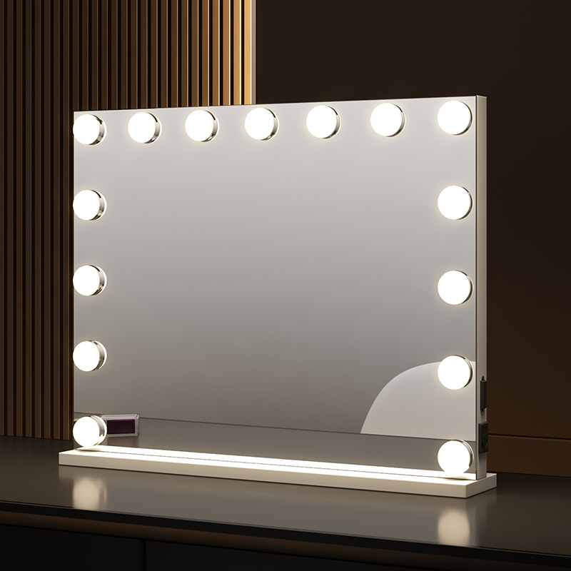 大号智能镜子led化妆镜台式灯泡桌面梳妆镜带灯卧室公主镜梳妆台_虎窝淘