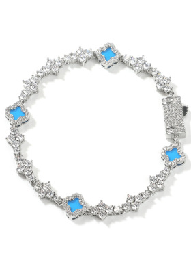 欧美铜镶锆石四叶草飞机网球链轻奢嘻哈手链大众百搭男女潮手饰品