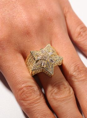 UWIN男士锆石嘻哈戒指8号