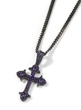 欧美铜镶锆石十字架吊坠 网红时尚ins风嘻哈潮流项链 男女同款