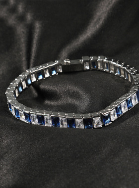 欧美8mm长方手链弹簧个性镶锆石