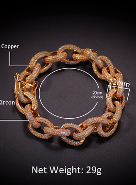 嘻哈新款桃花手串男镶锆石