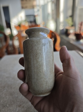 老物件哥窑花瓶全品无瑕疵釉面细腻自然高约15厘米