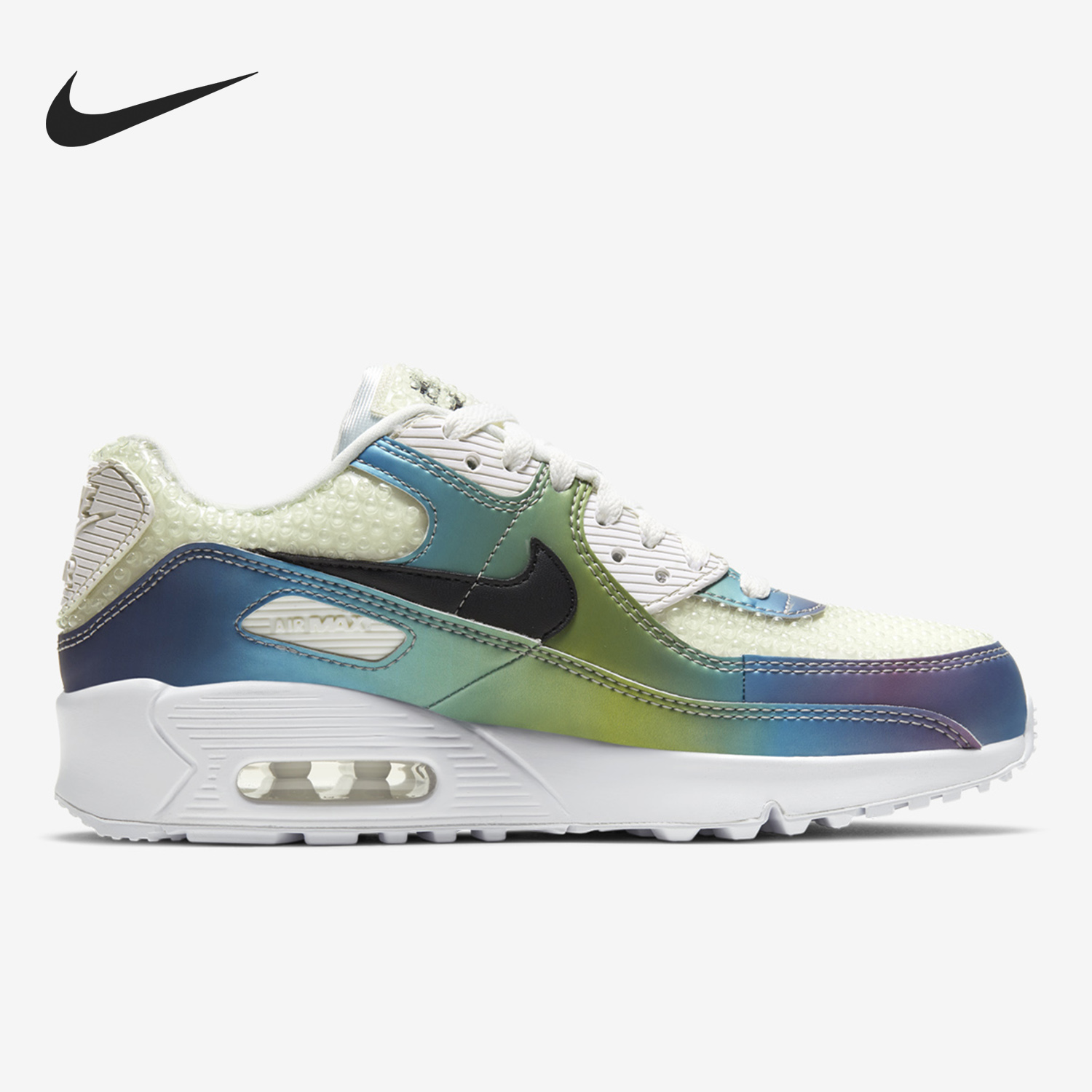 Nike/耐克正品AIR MAX 90 20(GS)大童渐变镭射气垫跑步鞋CT9631-图1