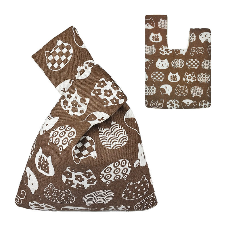 日式布艺迷你棉麻布手腕包招财猫图收纳和风套结手挽袋帆布收纳袋,淘宝优惠券,粉丝福利购,淘宝优惠卷