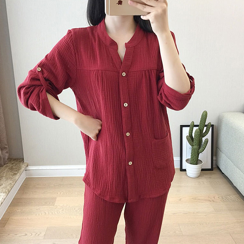 南极人日系夏季纯棉纱布双层睡衣 南极人琪瑶睡衣/家居服套装