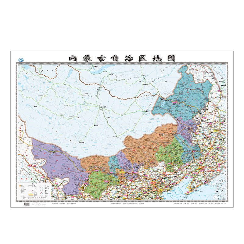 内蒙古自治区地图2022年全新版大尺寸106*76厘米墙贴交通旅游二合一防水高清贴画挂图34分省系列地图之内蒙古地图