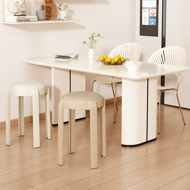 Soft stools can be stacked, household thickened small round stools, modern simple windmill stools can be stacked with leather restaurant chairs