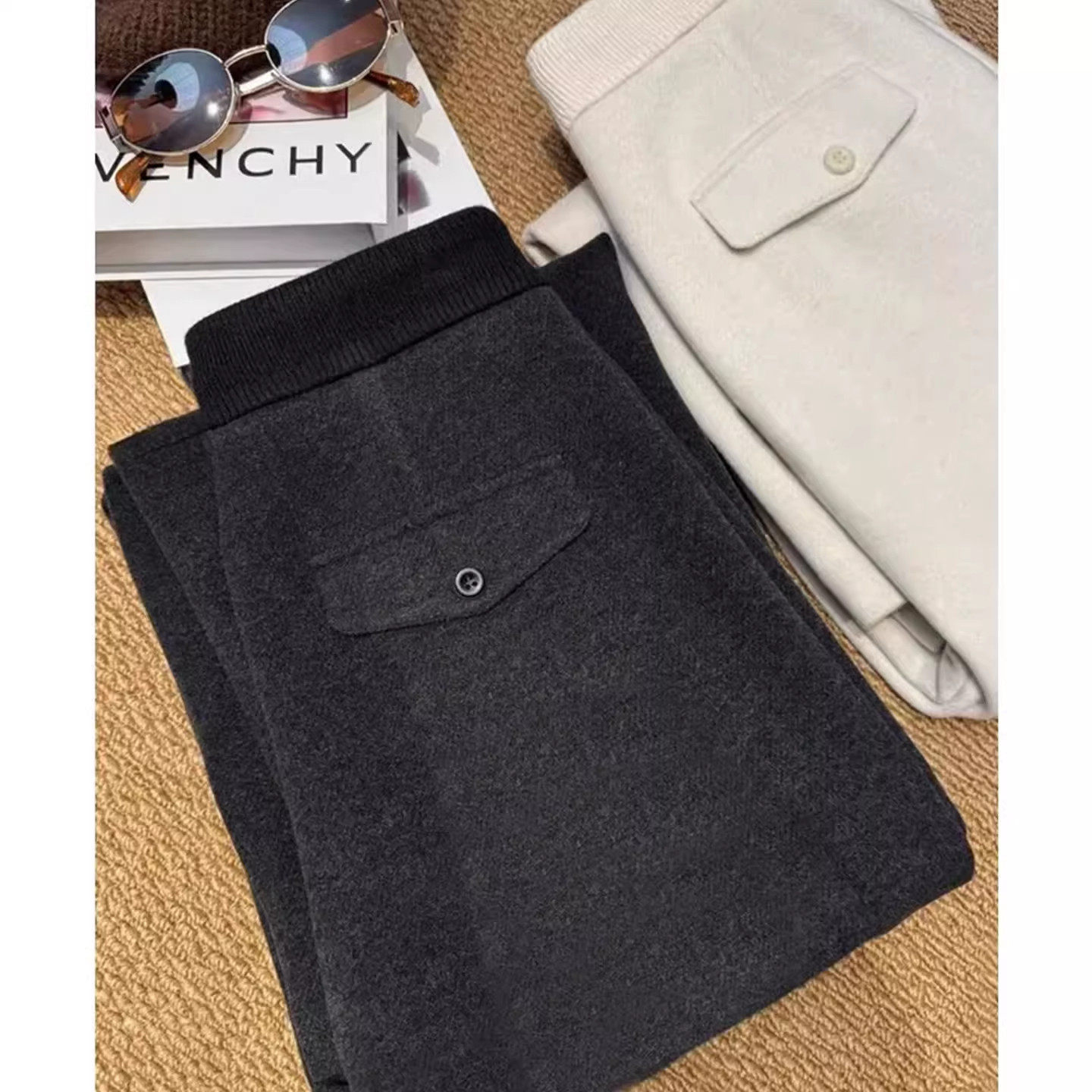 超好看弯刀裤羊绒直筒裤女秋冬2025新款高腰加绒糯米裤羊毛呢裤子,淘宝优惠券,粉丝福利购,淘宝优惠卷