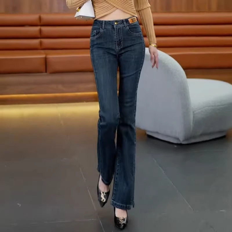 牛仔微喇裤女复古蓝加绒2025秋冬新款高腰显瘦宽松百搭喇叭长裤子,淘宝优惠券,粉丝福利购,淘宝优惠卷