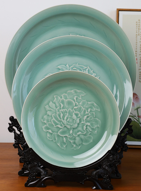 中式青瓷30-50cm创意礼品挂盘