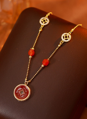 寻梦方泽新中式钱币珐琅项链套装