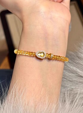 招财黄水晶葫芦手链女2025新款双层叠戴手串小众精致轻奢手饰