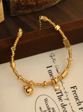 小红书同款古法沙金葫芦转运手链