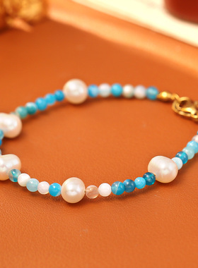 天然玛瑙石淡水珍珠手链清新甜美时尚高级感百搭气质手串仙女手饰