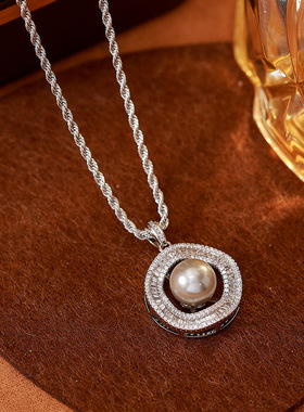 奶油星环珍珠项链女新款轻奢设计高级感小众个性时尚百搭锁骨链