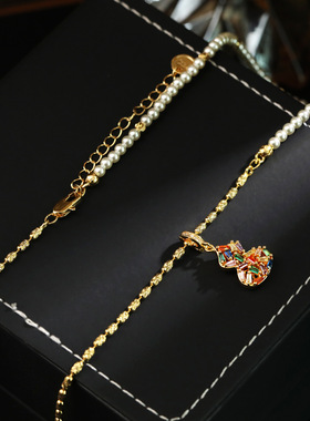 爆款彩色锆石葫芦吊坠项链多巴胺高级感时尚毛衣链招财纳福颈链女