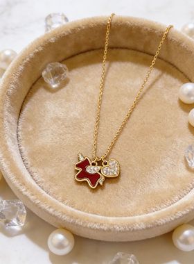 红色小马爱心吊坠项链本命年