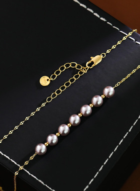 曼塔玫瑰紫色珍珠锁骨项链女轻奢小众设计高级感气质精致锁骨链心