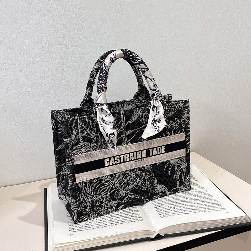 高级感手提刺绣女包帆布托特包女包2025新款潮大容量通勤包单肩包,淘宝优惠券,粉丝福利购,淘宝优惠卷