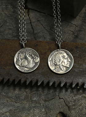 吊牌银币印第安吊坠情侣手工