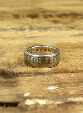 手工戒指真银币制作朋克情侣礼物