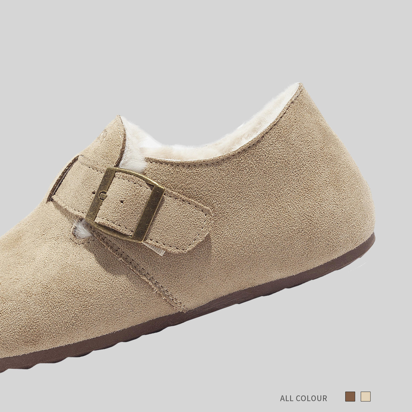 蓓尔毛毛全包加绒勃肯鞋女2025秋冬新款平底懒人一脚蹬豆豆棉鞋子,淘宝优惠券,粉丝福利购,淘宝优惠卷