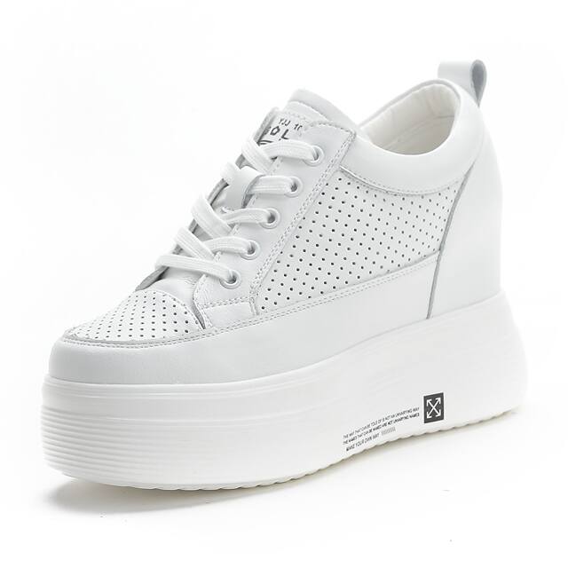 ~10cm height increasing white shoes for women 2025 thick sole casual shoes for small people