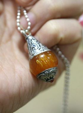 尼泊尔男女仿蜜蜡项链吊坠配件