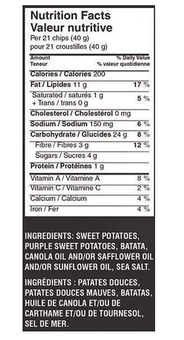 包邮加拿大TERRA SWEETS MEDLEY甜薯甘薯紫薯地瓜片453克葵花籽油 - 图1