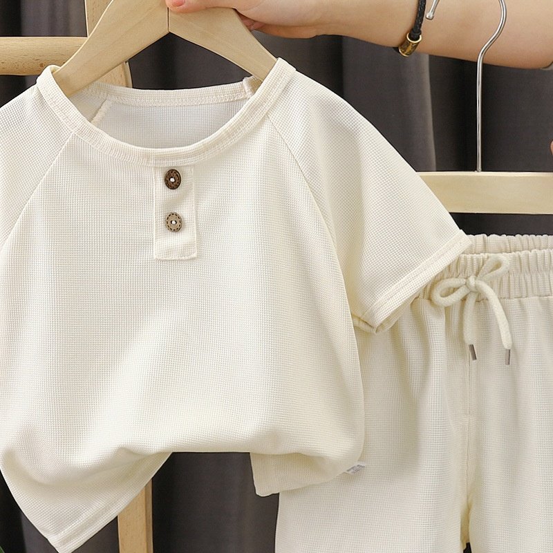 儿童短袖套装夏季新款男童短裤韩版小童华夫格宝宝夏款童装,淘宝优惠券,粉丝福利购,淘宝优惠卷