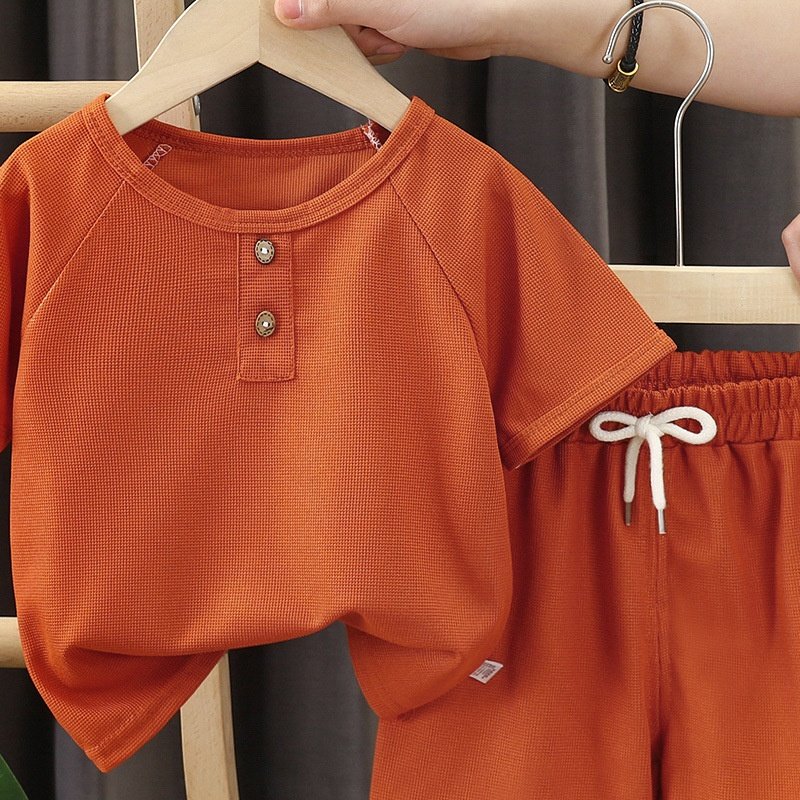 儿童短袖套装夏季新款男童短裤韩版小童华夫格宝宝夏款童装,淘宝优惠券,粉丝福利购,淘宝优惠卷