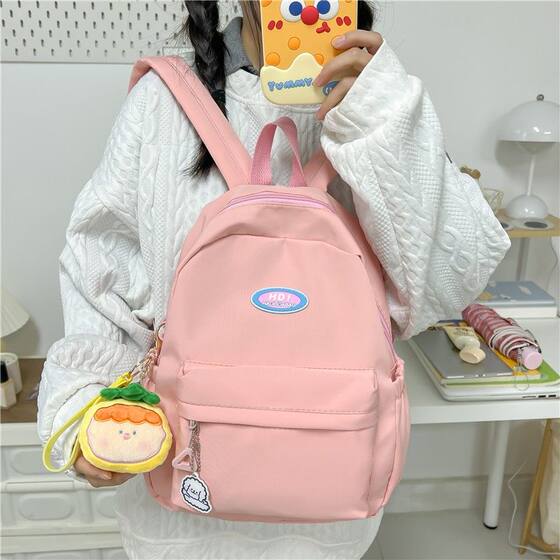 Large capacity simple backpack solid color backpack
