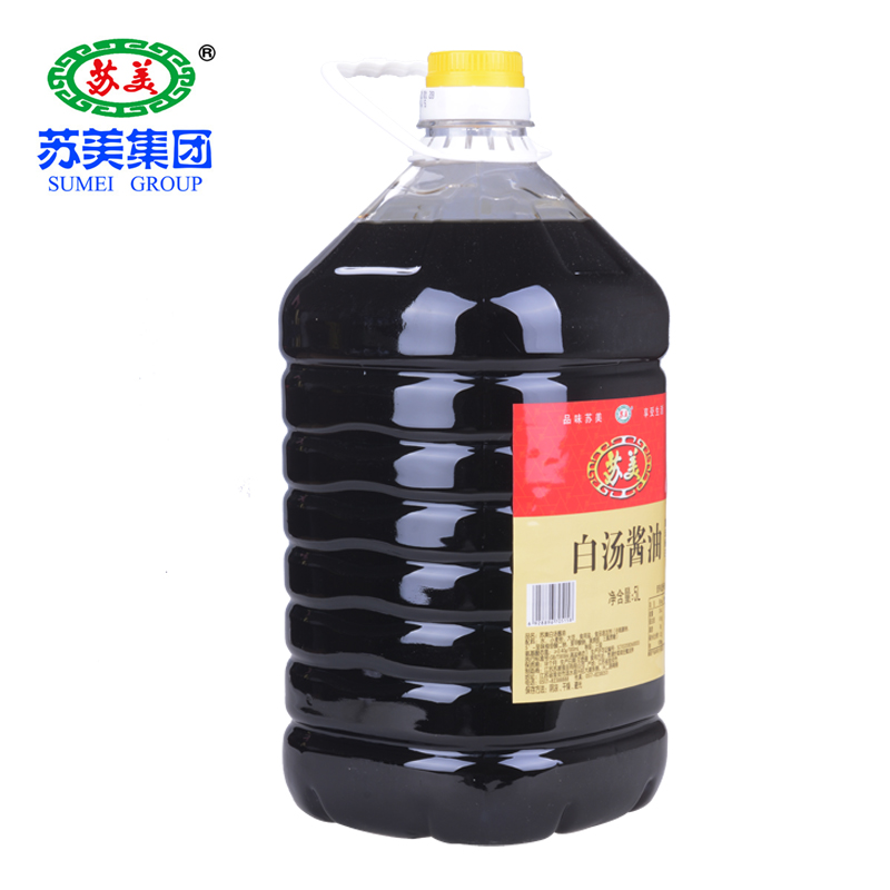 苏美白汤酱油苏美酱油5L酿造酱油烹调炒菜佐餐凉拌餐饮装实惠包邮