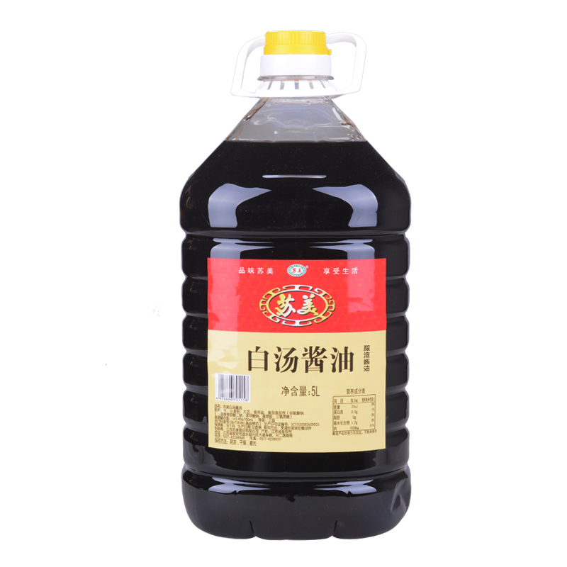 苏美白汤酱油苏美酱油5L酿造酱油烹调炒菜佐餐凉拌餐饮装实惠包邮