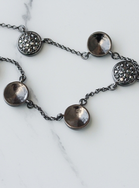 美式复古黑色多挂坠Monet莫奈小众设计百搭中短项链