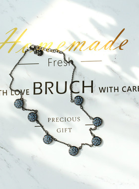 欧美复古显白宝蓝色手链合金挂坠