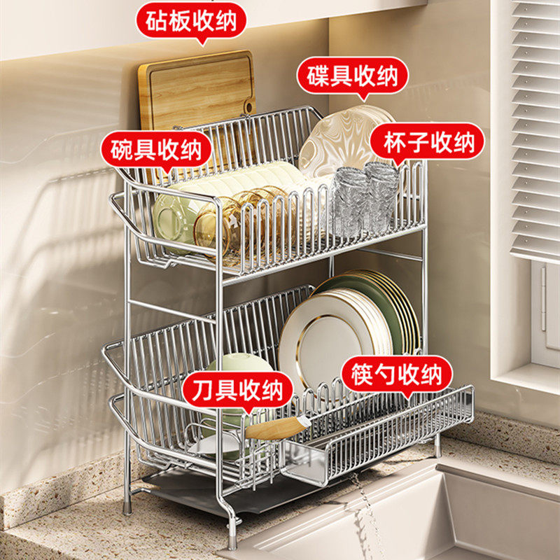 窗台可调高沥水架304不锈钢碗碟收纳架 多功能厨房放碗筷盘沥水篮,淘宝优惠券,粉丝福利购,淘宝优惠卷
