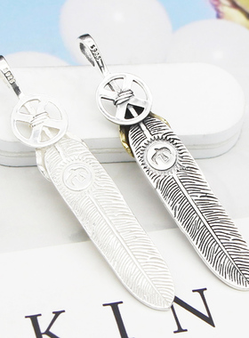 纯银羽毛吊坠时尚项链树叶