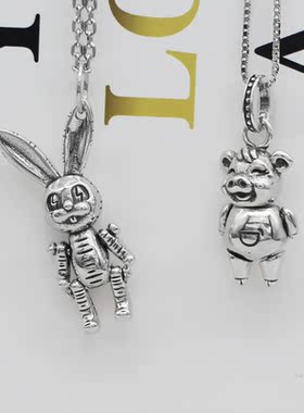 东大门纯银韩国可活动小兔子吊坠