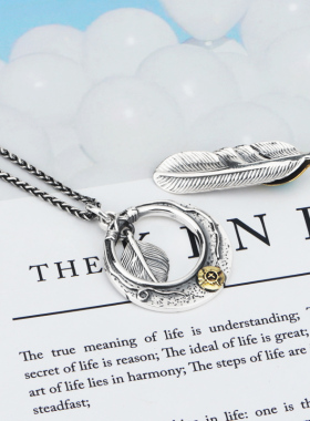 银势s925纯银弓箭唐草羽毛吊坠